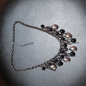 Black drop gem necklace